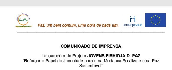 Lançado projeto "Jovens Firkidja di Paz" para reforçar papel da juventude na Guiné-Bissau